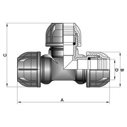 Gebo Plast Kunststoff-T-Stück P13 Typ PT 110 x 110 x 110mm, 3 Seiten klemmen, PP, Schwarz... GEBO-1310110 8023058028040 (Abb. 1)