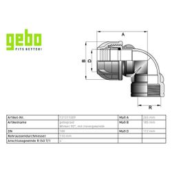 Gebo Plast Kunststoff-Winkel-Klemmverbinder P13 Typ PWI 110mm x G 4", PP, Schwarz... GEBO-131311009 8023058028712 (Abb. 1)