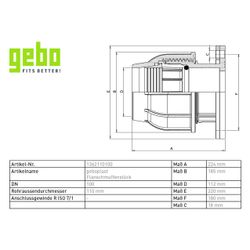 Gebo Plast Kunststoff-Klemmverbinder P13 Typ POF 110mm x G 4", als Flanschmuffe, PP, S... GEBO-1362110100 8023058040073 (Abb. 1)