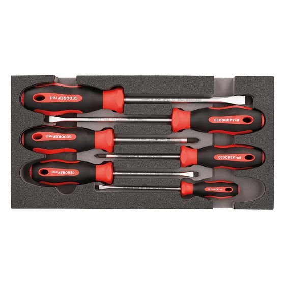 Gedore Red Schraubendrehersatz, 4x Schlitz 2x Pozidriv, 820g