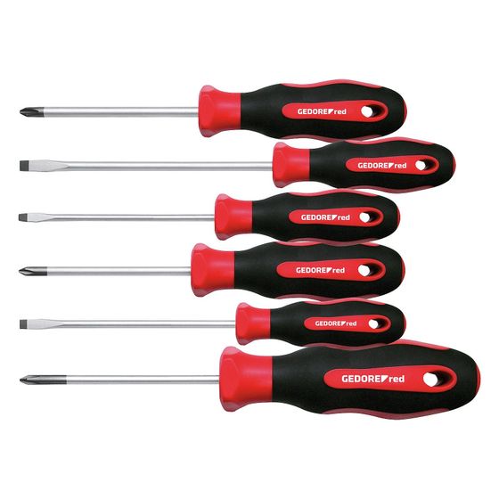 Gedore Red Schraubendrehersatz 6-teilig, 3x Schlitz 3x PH, 2-Komponenten-Griff, 435g