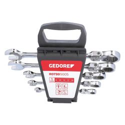 Gedore Red Gelenk-Maulringratschenschlüsselset, 8-19mm, Chrom-Vanadium Stahl, verchr... GEDORERED-3300890 4060833008907 (Abb. 1)