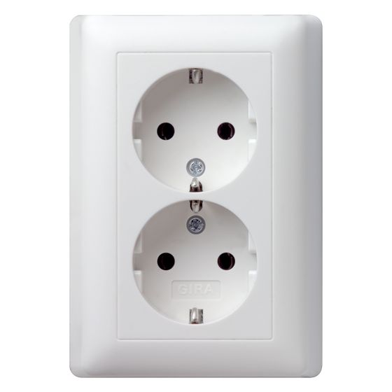 Gira Doppelsteckdose Standard 55, 16A, 250V, Reinweiß, 078004