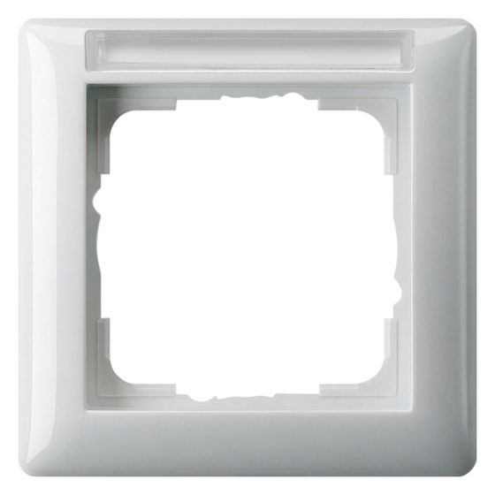 Gira Abdeckrahmen Standard 55, 1-fach, mit Beschriftungsfeld, Thermoplast, Reinweiß glänzend, 109103