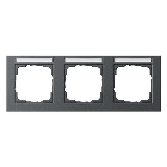 Gira Abdeckrahmen E2, 3-fach, waagerecht, mit Beschriftungsfeld, Thermoplast, Anthrazit, 109323