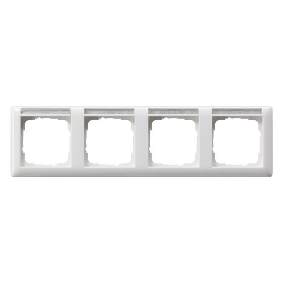 Gira Abdeckrahmen Standard 55, 4-fach, waagerecht, mit Beschriftungsfeld, Thermoplast, Reinweiß glänzend, 109403