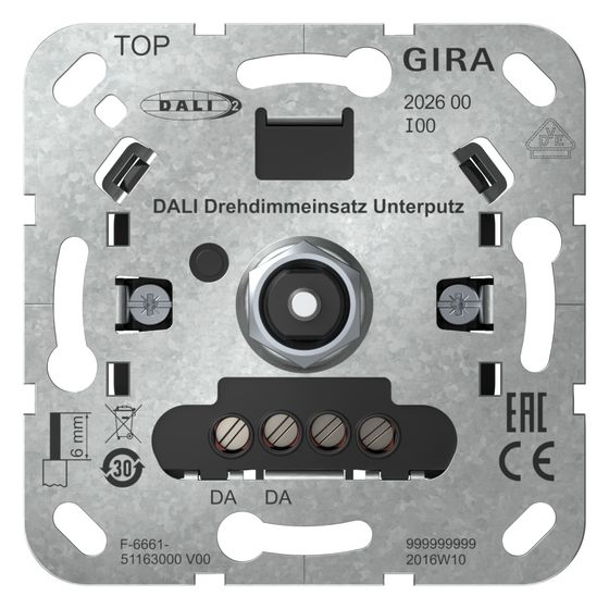 Gira DALI Drehdimmeinsatz Unterputz, DALI-2, Multimasterfähig, 202600