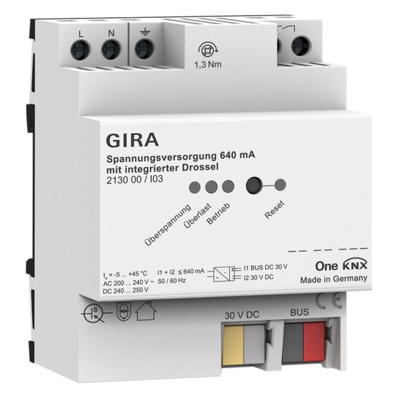 Gira Spannungsversorgung 640mA mit integrierter Drossel, KNXREG, 213000