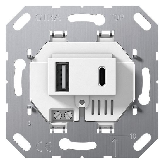 Gira USB-Spannungsversorgung 2-fach Typ A/C Einsatz, Weiß, 234900