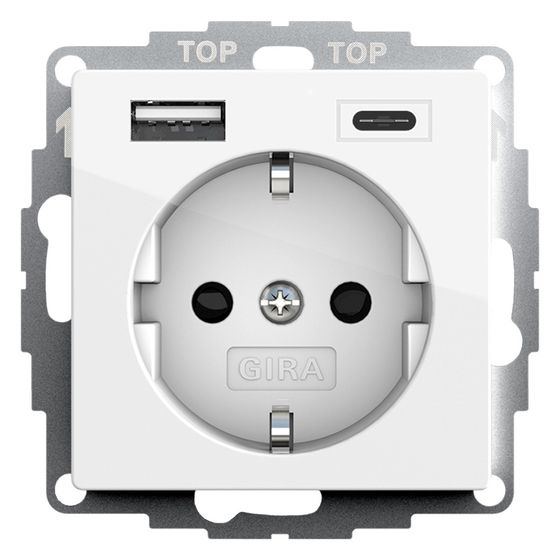 Gira Schutzkontakt USB-Steckdose System 55 245903, 16A 250V, Reinweiß