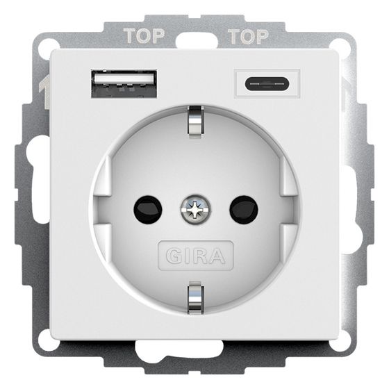Gira Schutzkontakt-Steckdose System 55 245927, 16A 250V, Reinweiß