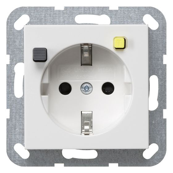 Gira FI-Schutzsteckdose System 55, 30mA, Reinweiß glänzend, 267703