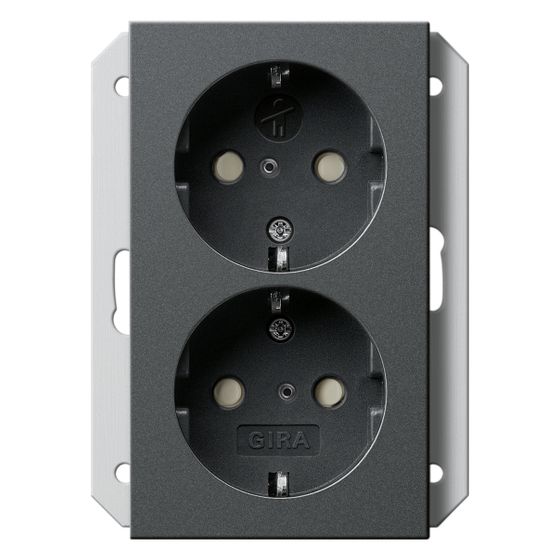 Gira Doppelsteckdose System 55, 16A 250V, Anthrazit, 273128