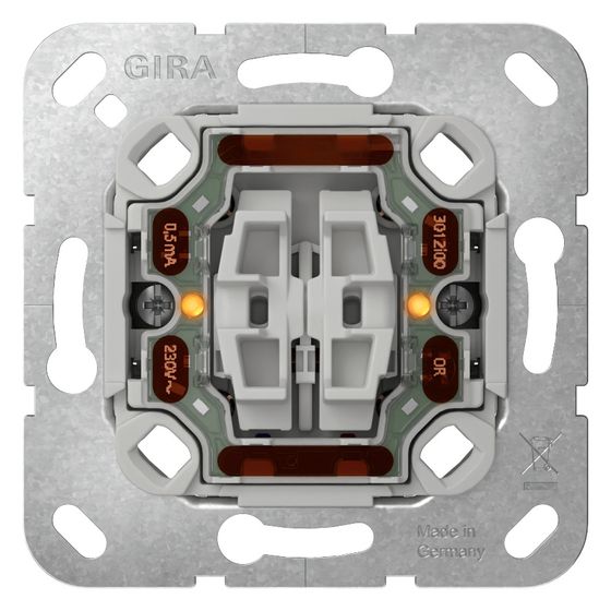 Gira Wipp-Kontroll-Serienschalter 311500, 10AX 250V, mit LED-Beleuchtungselement