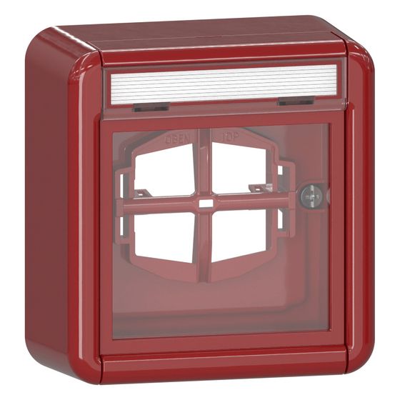 Gira Abdeckung mit Beschriftungsfeld und Glasscheibe, IP44, Rot, 320630