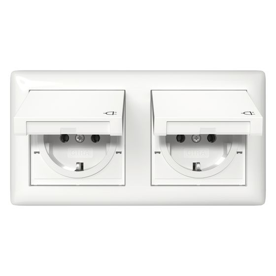 Gira Schutzkontakt-Steckdose Standard 55, 16A 250V, IP44, mit Klappdeckel, Thermoplast, Reinweiß, 415803