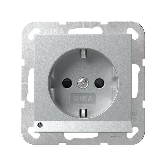 Gira Schutzkontakt-Steckdose System 55, 16A 250V, mit LED-Orientierungsleuchte, Thermoplast, Alu, 417026