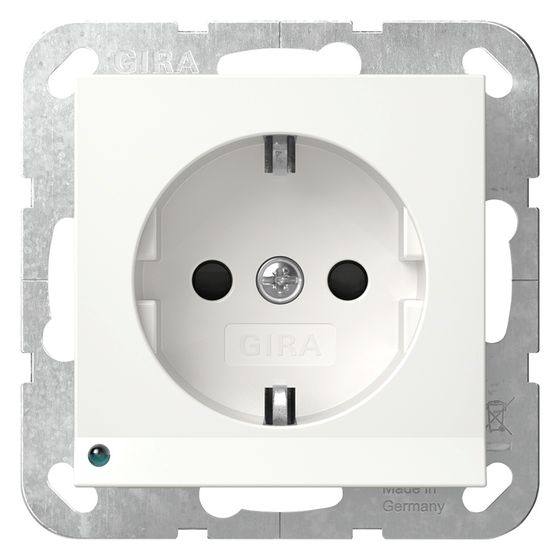 Gira Schutzkontakt-Steckdose System 55, 16A 250V, mit LED-Orientierungsleuchte, Reinweiß seidenmatt, 417027