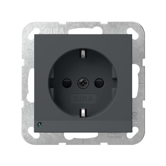 Gira Schutzkontakt-Steckdose System 55, 16 A 250V, mit LED-Orientierungsleuchte, Anthrazit, 417028