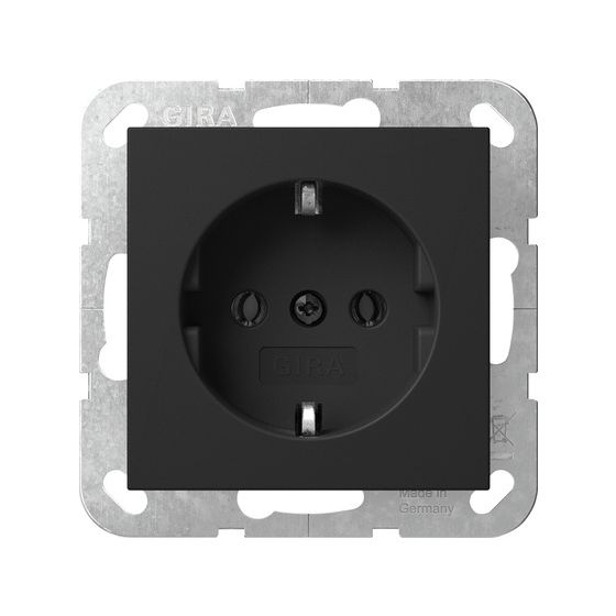 Gira Schutzkontakt-Steckdose System 55 4188005, 16A 250V, Schwarz matt
