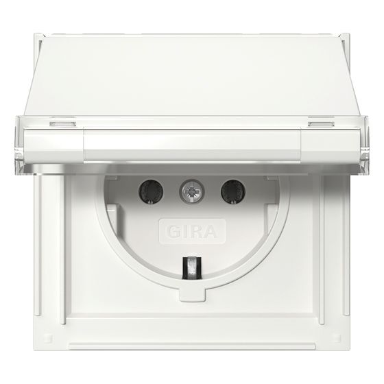 Gira Schutzkontakt-Steckdose TX_44 441066, 16A 250V, mit Klappdeckel, mit Beschriftungsfeld, Thermoplast, Reinweiß