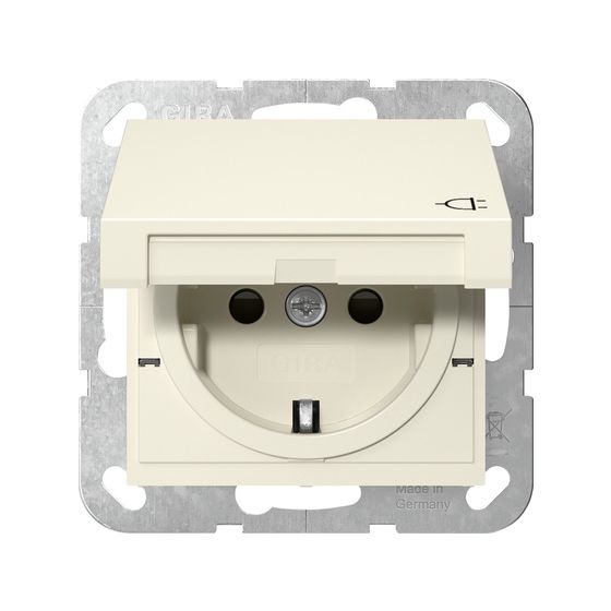 Gira Schutzkontakt-Steckdose System 55, mit Klappdeckel, 16A 250V, Thermoplast, Cremeweiß, 441401