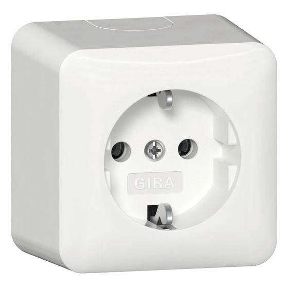 Gira Schutzkontakt-Steckdose mit Montageplatte, 16A, 250V, Reinweiß, 444013
