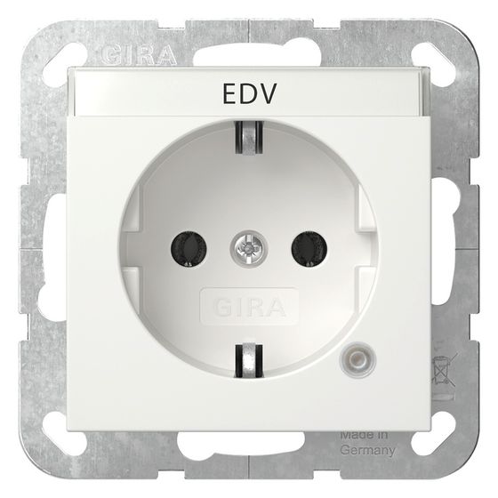 Gira Steckdose System 55 mit Kontrolllicht und Beschriftungsfeld, 16A 250V, Reinweiß, 445203
