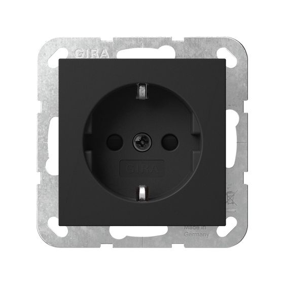 Gira Schutzkontakt-Steckdose System 55, 16A 250V, Schwarz matt, 4453005