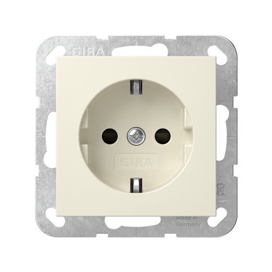 Gira Schutzkontakt-Steckdose System 55, 16A 250V, mit erhöhtem Berührungsschutz, Cremeweiß, 445301