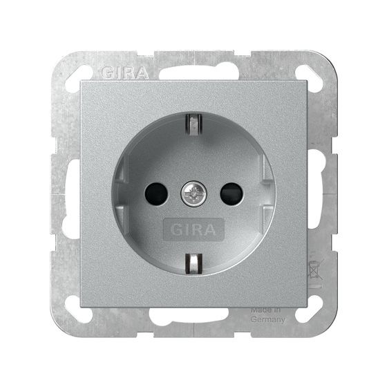 Gira Schutzkontakt-Steckdose System 55, 16A 250V, Alu, 445326
