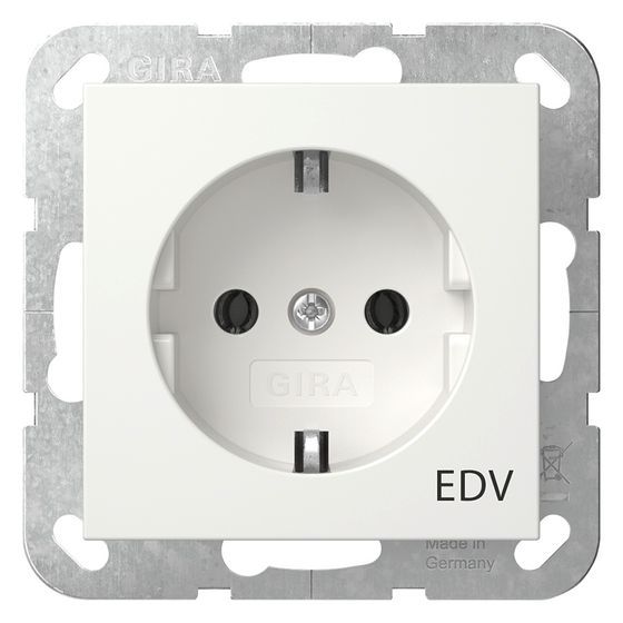 Gira Steckdose System 55 mit Aufdruck EDV, 16 A 250V, Reinweiß, 445803