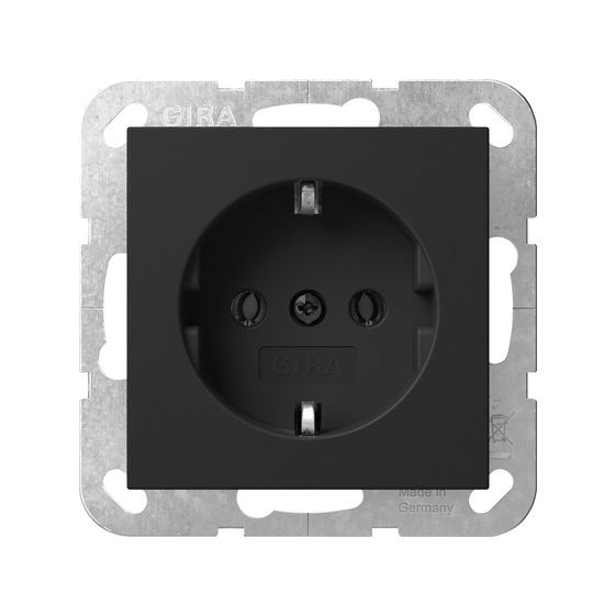 Gira Schutzkontakt-Steckdose System 55, 16A, 250V, Schwarz matt, 4466005