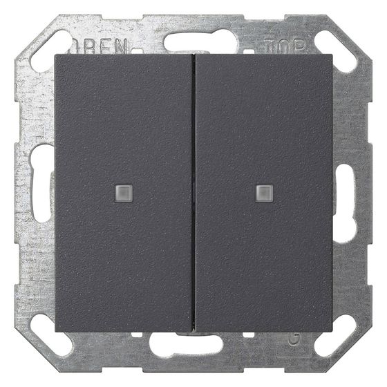 Gira KNX Taster Wippe 2-fach System 55, mit Temperatursensor, Anthrazit, 517328