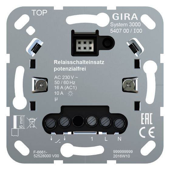 Gira Relaisschalteinsatz System 3000, potenzialfrei, 540700