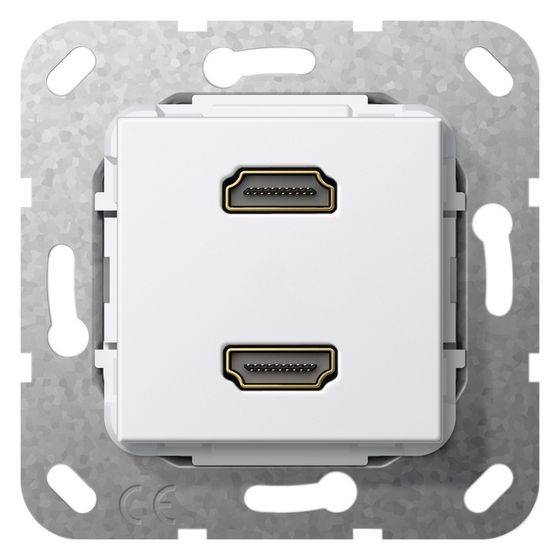 Gira HDMI 2-fach Gender Changer Einsatz, Reinweiß, 567103