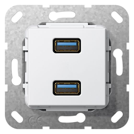 Gira USB 3.0 A 2-fach Gender Changer, Reinweiß, 568403
