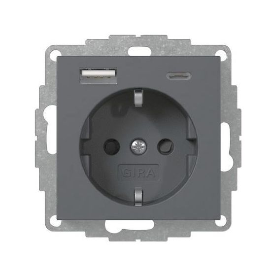 Gira Schutzkontakt-Steckdose System 55, 16A 250V, Anthrazit, 245928