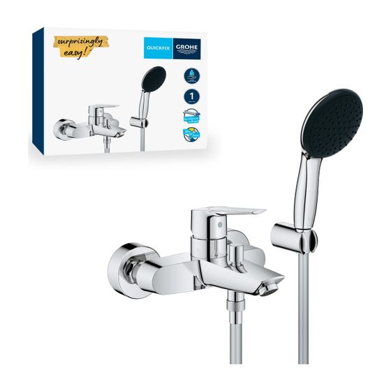 Grohe Start Einhandwandarmatur (Wandmontage, Mengenbegrenzung Temperaturbegrenzer, S-Anschlüsse, Kleben o. Bohren chrom 25283002