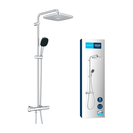 Grohe Vitalio Comfort 250 Duschsystem mit Thermostatarmatur wassersparend Wandmontage chrom 26696001