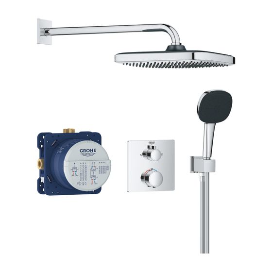 Grohe Precision Thermostat Unterputz-Duschsystem Vitalio Comfort 250 2 Strahlarten Einbaubox, Brauseschlauch 1,5m chrom 34882000