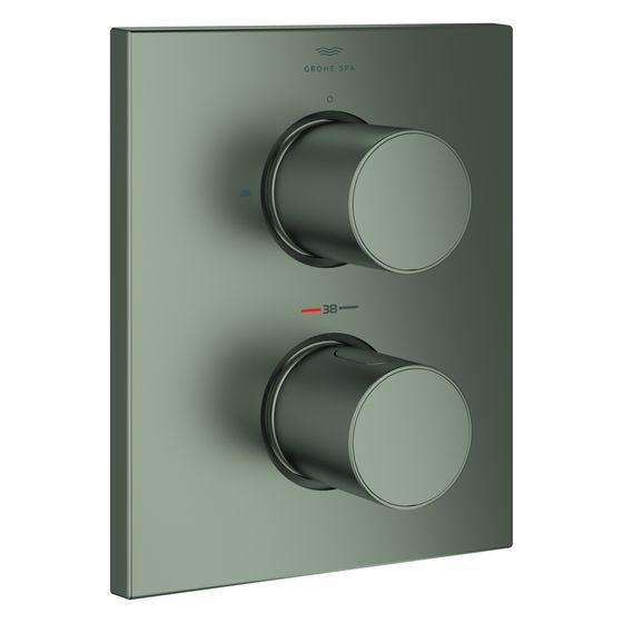Grohe Thermostat Grohtherm F mit 2-Wege Umst., Fertigmontageset für Rapido T 35 500, ohne UP-Einbaukörper, Satin Steel