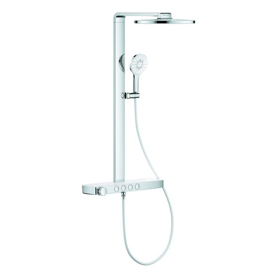 Grohe Aqua Pure Rainshower Duschsystem rund Chrom 8,7l/min, mit Kopfbrause, Thermostatbatterie zur Wandmontage