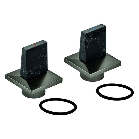 Grohe Griffpaar für Allure Brilliant mit Temperaturanzeige Rot/Blau, Hard Graphite gebürstet, 101335AL00