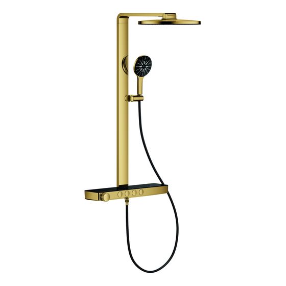 Grohe Aqua Pure Rainshower Duschsystem rund Chrom 15l/min, mit Kopfbrause, Thermostatbatterie zur Wandmontage