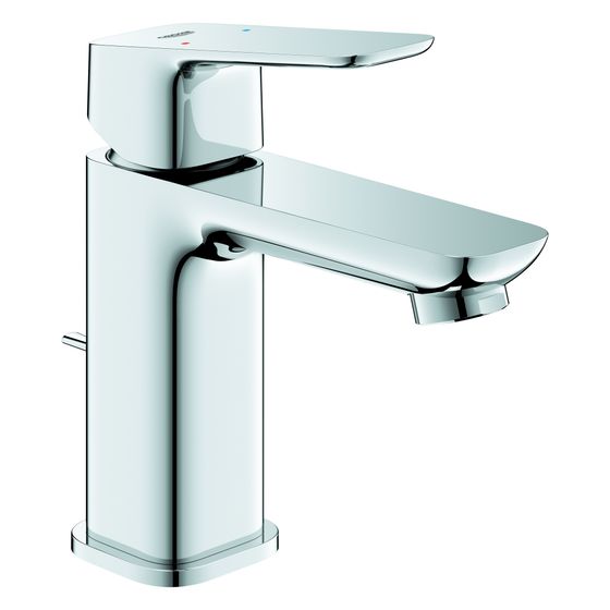 Grohe Cubeo Einhand-Waschtischbatterie S-Size, 1-Loch-Montage, mit Zugstangen-Ablaufgarnitur, Low Flow, Chrom, 1016950000