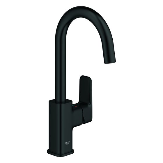 Grohe Cubeo Einhand-Waschtischbatterie L-Size, Einloch, gl. Körper, PO Ablaufgarn., Mittelst. kalt, Schwenkausl., Mattschw.