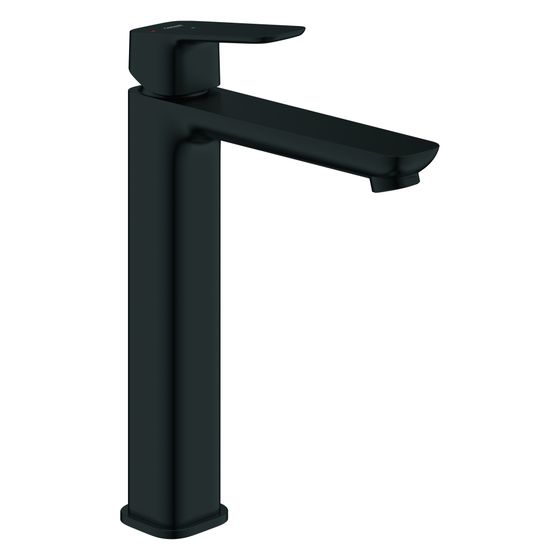 Grohe Cubeo Einhand-Waschtischbatterie XL-Size, Einloch, Mittelstellung kalt, Schwenkauslauf, glatter Körper, Mattschwarz
