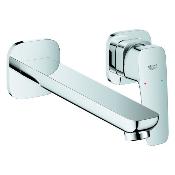 Grohe Cubeo 2-Loch-Waschtischbatterie, Wandmontage, Fertigmontageset, Ausladung 230mm, Chrom, 1017890000