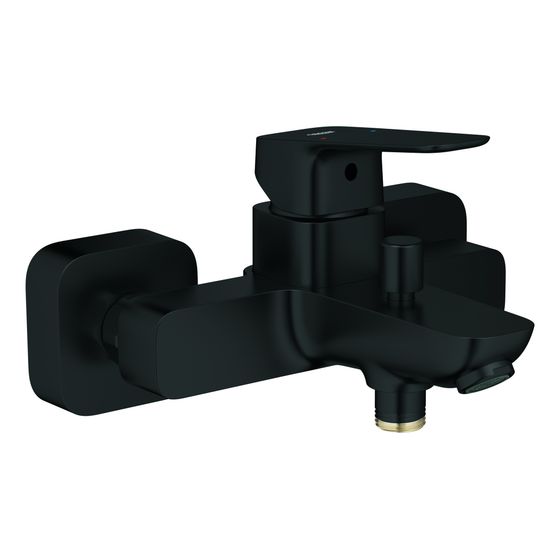Grohe Cubeo Einhand-Wannenbatterie Mattschwarz, Wandmontage mit S-Anschlüssen und Wandrosette